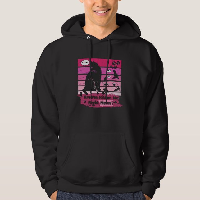 Black cat är du Kitten Me Höger Meow Hoodie (Framsida)
