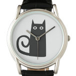 Black Cat Armbandsur<br><div class="desc">En roligt svart katt till lycka till. Originalkonst av Nic Squirrell.</div>