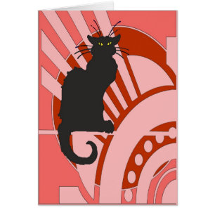 Black Cat Art Deco Hälsningskort