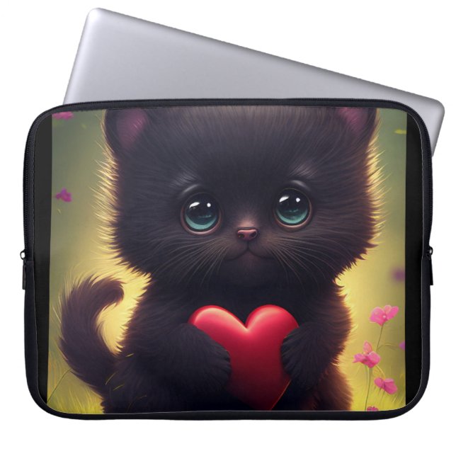 BLACK CAT ART LAPTOP SLEEVE (Framsidan)