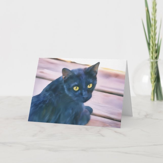 Black Cat Art Note-kort Kort (Framsida)
