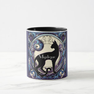 Black Cat Art nouveau Lila och Blue Mugg