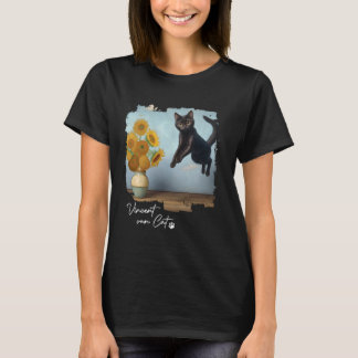 Black Cat Art Sunblommor, Vincent van Cat, Funny C T Shirt