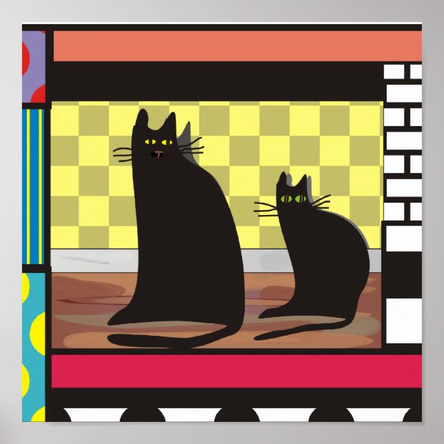 Black Cat Art, "Two Friends" Poster utskrift (Framsidan)