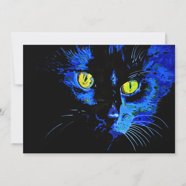 Black Cat Artistic Porträtt med slående Gult E (Framsida)