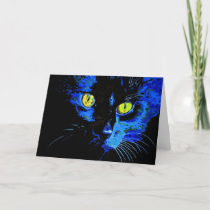 Black Cat Artistic Porträtt med slående Gult E Kort