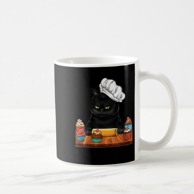 Black Cat Baking Because Murder Is Wrong Cat Lover Kaffemugg (Höger)
