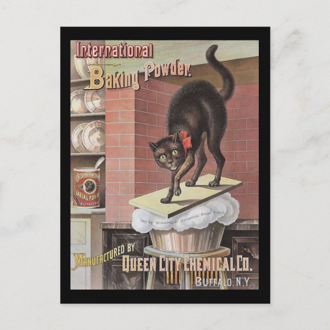 Black Cat Baking Soda Buffalo New York Vykort (Framsida)