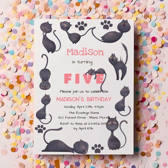 Black cat barns födelsedag inbjudningar (Skapare uppladdad)