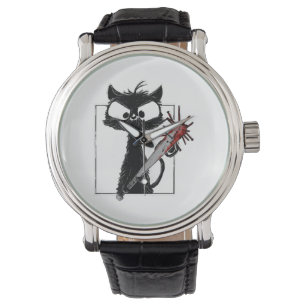 Black Cat Baseball Horror Halloween Armbandsur