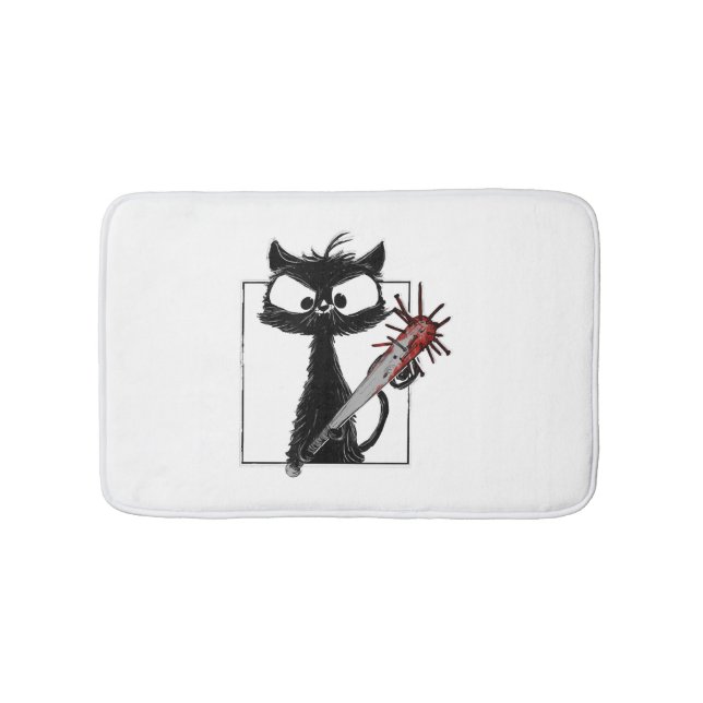 Black Cat Baseball Horror Halloween Badrumsmatta (Framsidan)