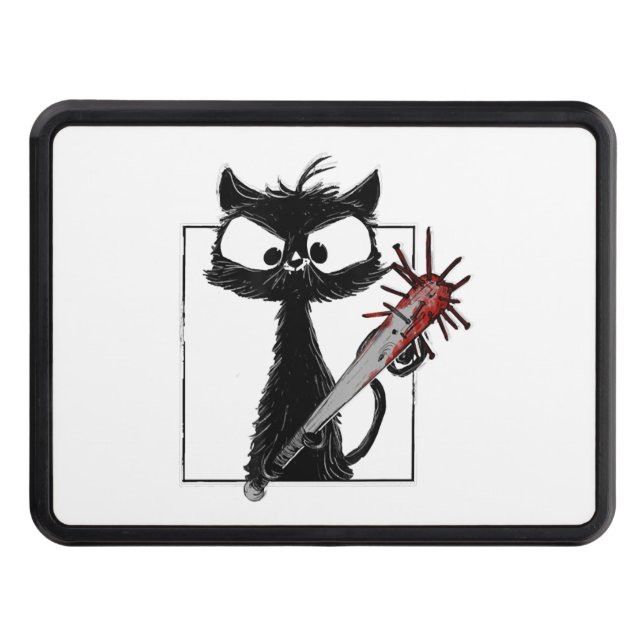 Black Cat Baseball Horror Halloween Dragkroksskydd (Framsidan)