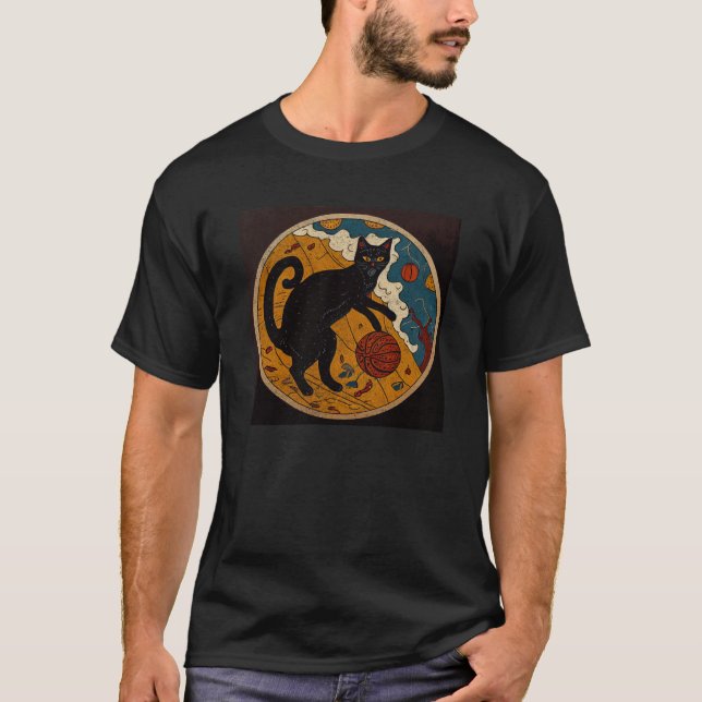 Black Cat Basketball Taco T Shirt (Framsida)