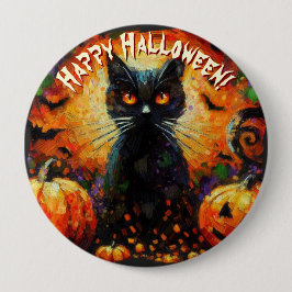 Black Cat Bats Pumpkins Whimsical Personalized Knapp