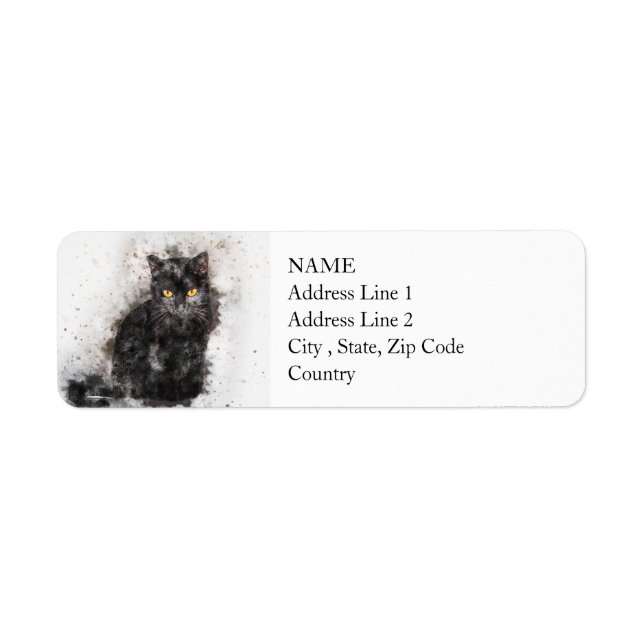 Black Cat Beauty | ABSTRAKT | Vattenfärg Returadress Etikett (Framsidan)
