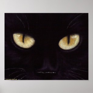 Black Cat Big Öga Poster