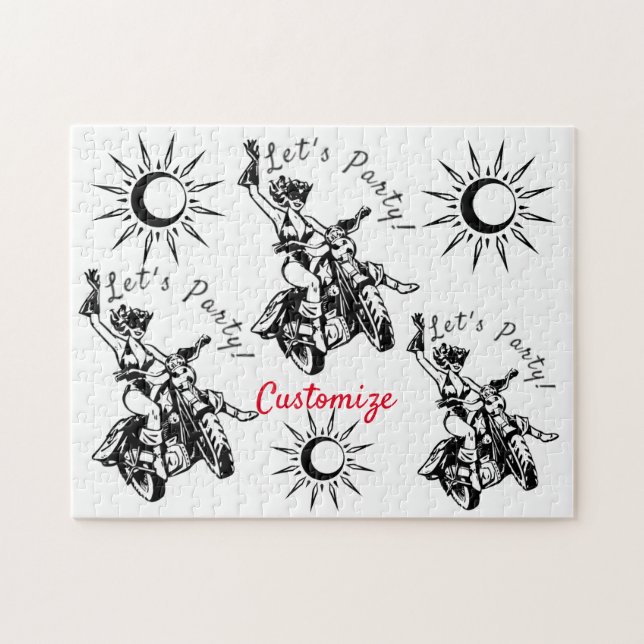 Black Cat Biker Babe Thunder_Cove Pussel (Horisontell)