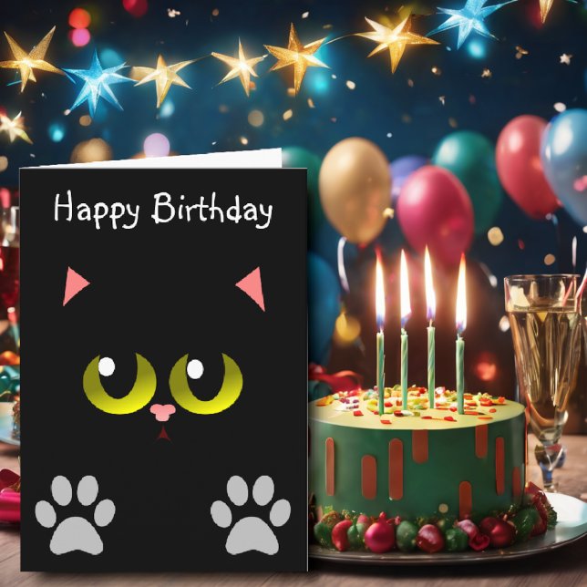 Black Cat Birthday Kort (Skapare uppladdad)