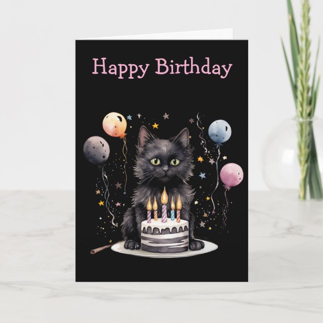 Black Cat Birthday Kort (Framsida)