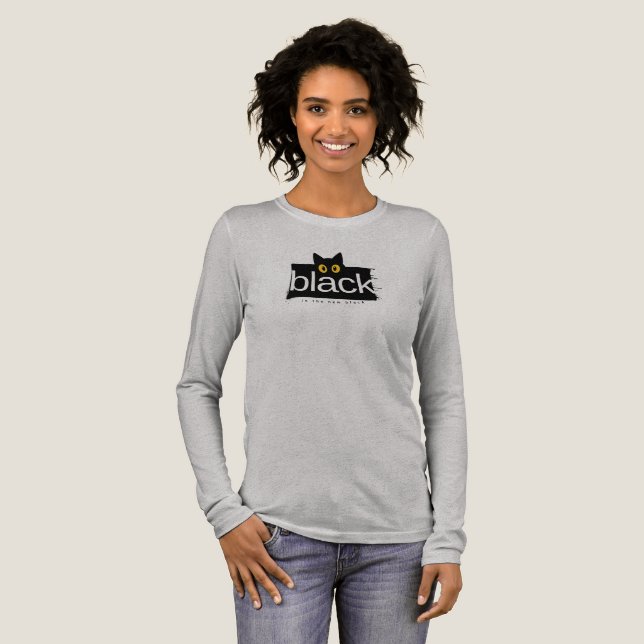 Black Cat 'Black is the New Black' Funny T-Shirt S (Hel framsida)