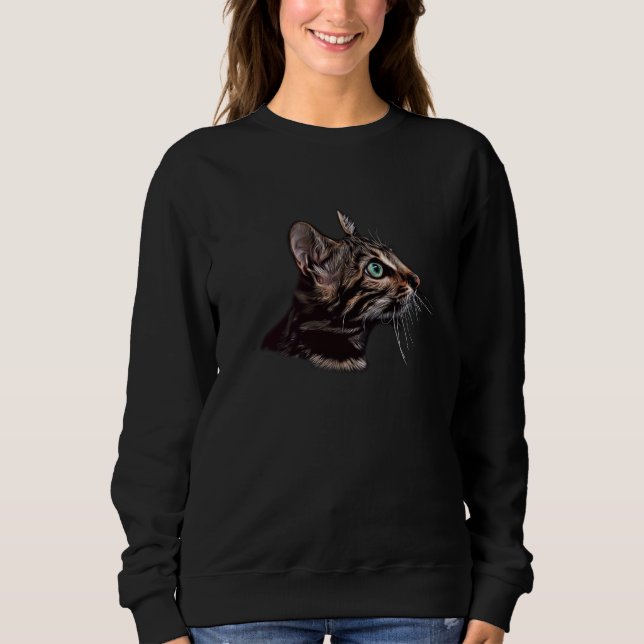Black Cat Blue Eyes  Cats T Shirt (Framsida)