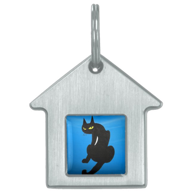 BLACK CAT,Blue Sapphire Namnbricka Husdjur (Framsidan)