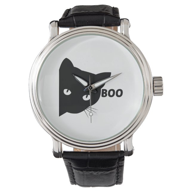 Black cat boo Halloween-presentkatter Armbandsur (Framsida)