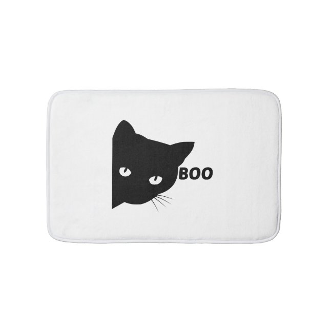 Black cat boo Halloween-presentkatter Badrumsmatta (Framsidan)