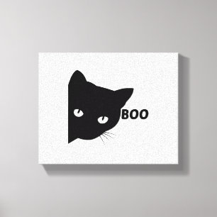 Black cat boo Halloween-presentkatter Canvastryck