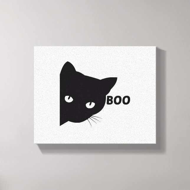 Black cat boo Halloween-presentkatter Canvastryck (Framsida)