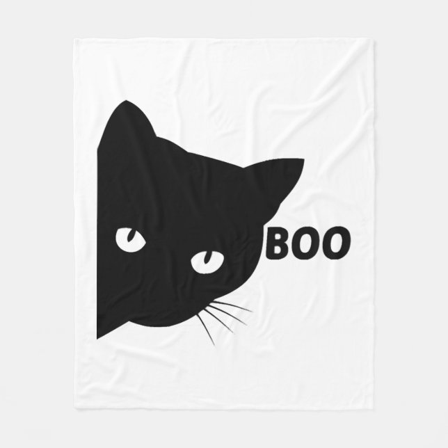 Black cat boo Halloween-presentkatter Fleecefilt (Framsidan)