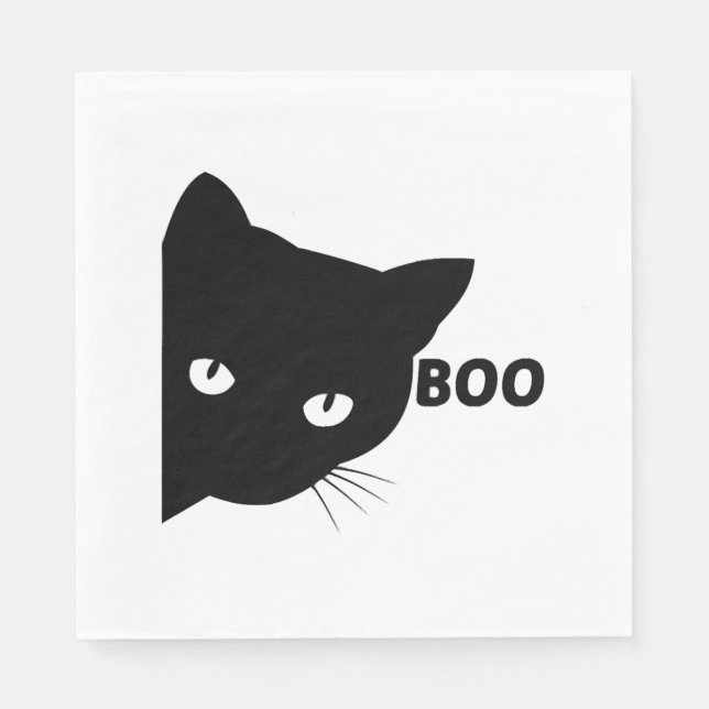 Black cat boo Halloween-presentkatter Pappersservett (Framsidan)