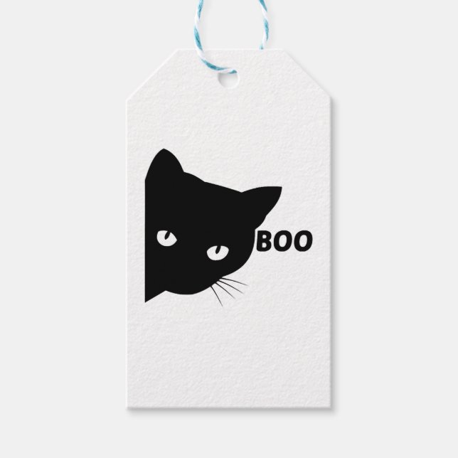 Black cat boo Halloween-presentkatter Presentetikett (Framsidan)
