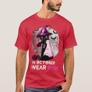 Black Cat Breast Cancer I Bära I Rosa Hal T Shirt