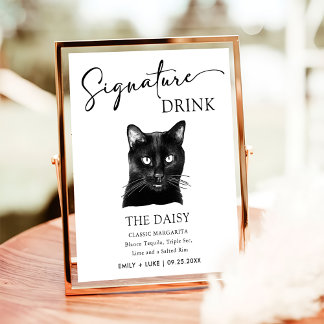 Black Cat Bröllop Namnteckning Drink-tecken Poster