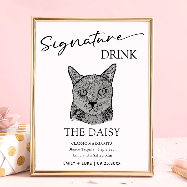 Black Cat Bröllop Namnteckning Drink-tecken Poster (Skapare uppladdad)