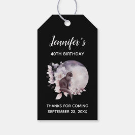 Black Cat by a Magic Full Moon Birthday Presentetikett