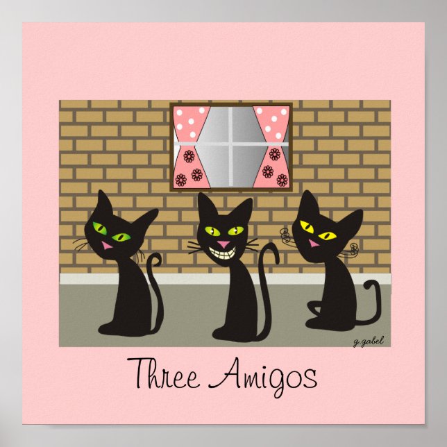 Black Cat Canvas Art "Three Amigos" Poster (Framsidan)