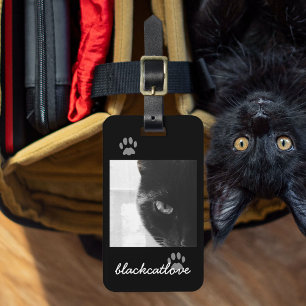 Black Cat Carrier Luggage Tag - lägg till ditt fot Bagagebricka