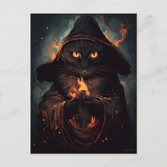 Black Cat Cast (svarta katestrar) ett stavat vykor Vykort (Framsida)