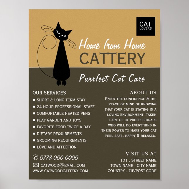 Black Cat, Cattery, Pet Boarding, Advertising Poster (Framsidan)