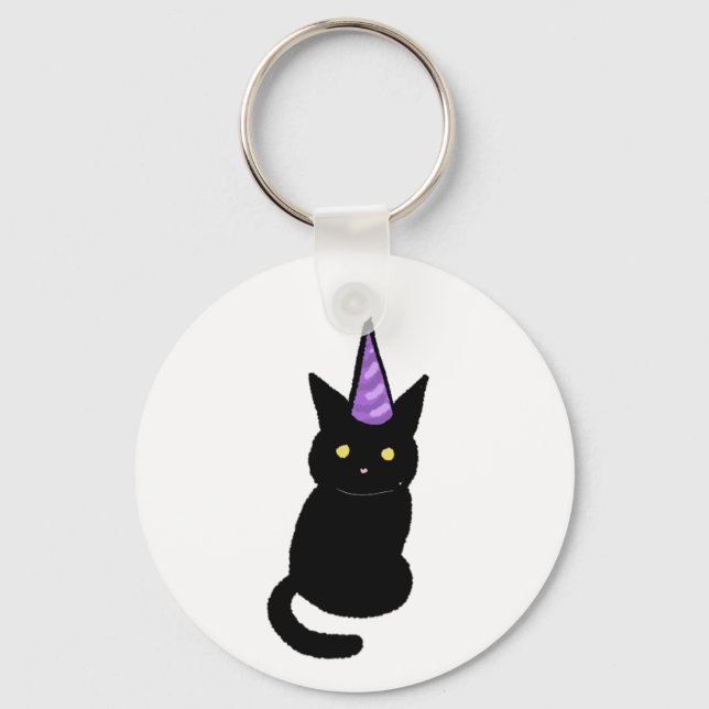 Black Cat Celebration  Keyring Nyckelring (Framsida)