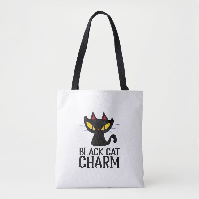 Black Cat Charm Halloween Tygkasse (Framsida)