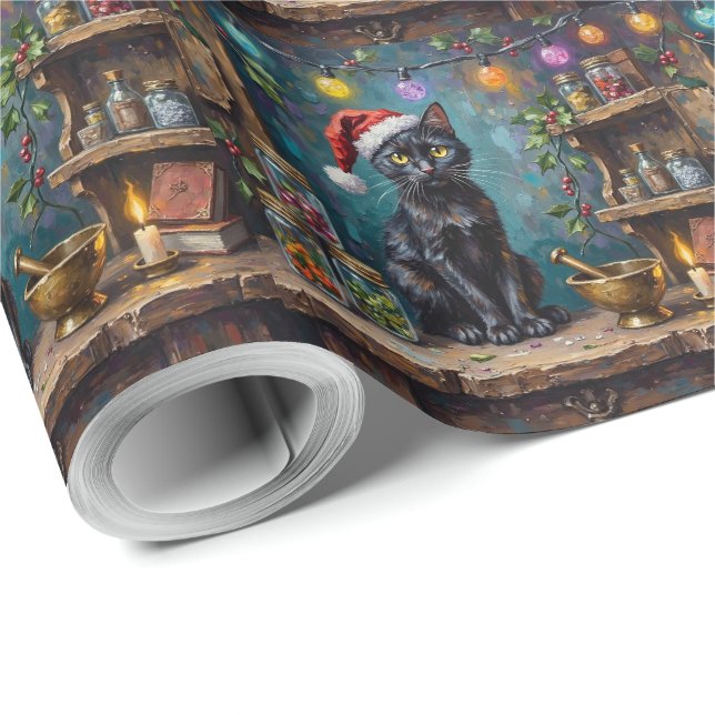Black Cat Christmas Apothecary Magic Presentpapper (Rulle Hörn)