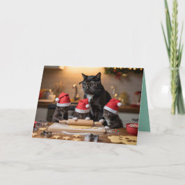Black Cat Christmas Cookies Card Kort