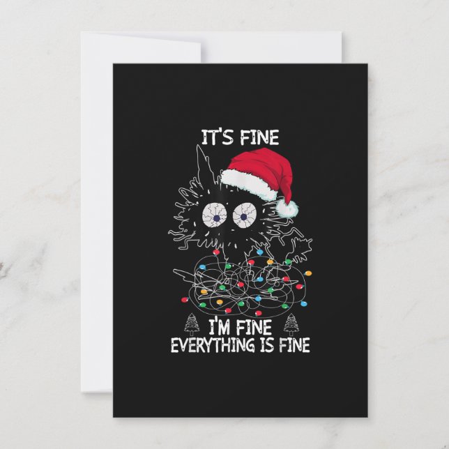 Black Cat christmas Det är Bra att jag är Bra Allt Inbjudningar (Framsida)