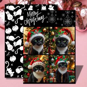 Black cat christmas fotocollage meowy christmas julkort