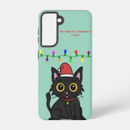 Black Cat Christmas Galaxy Case – Light Green