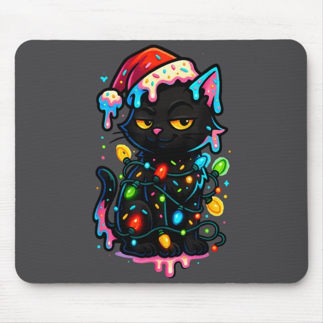 Black Cat Christmas Ice Cream Drip Santa Hat Cute  Musmatta (Framsidan)