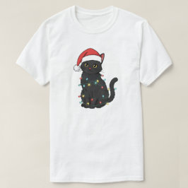 Black Cat Christmas Lights – Funny Santa Kitten  T Shirt
